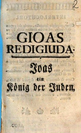 Gioas Re di Giuda = Joas, ein König der Juden