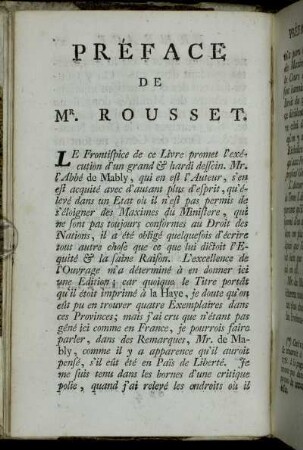 Préface De Mr. Rousset.