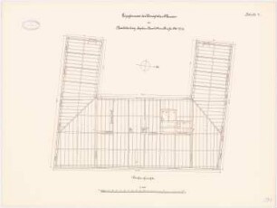 Gipsformerei der Königlichen Museen, Berlin-Charlottenburg: Grundriss Sparrenlage (Dachaufsicht) 1:100