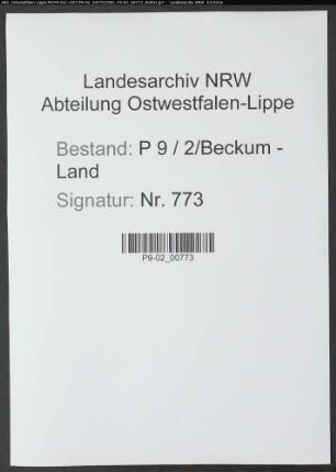 Sterberegister Standesamt Beckum-Land