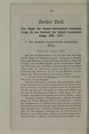 I. Der deutsch-österreichisch- italienische Krieg
