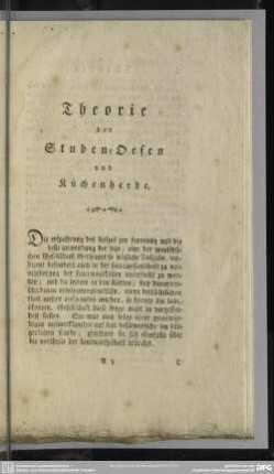 Theorie der Stuben-Oefen und Küchenherde