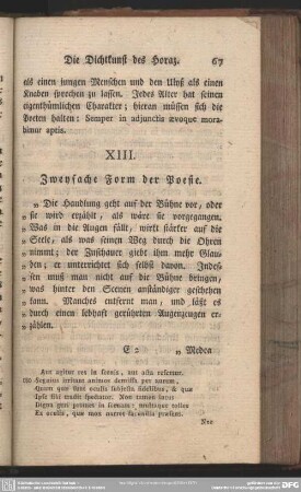 XIII. Zweyfache Form der Poesie