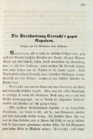 Die Verschwörung Cerrachi's gegen Napoleon. Auszug aus den Memoiren einer Hofdame