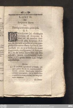 Caput II. De Scriptura Sacra sive Theologiae revelatae principio.