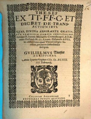 Theses ex tt. FF. C. et Decret. de transactionibus