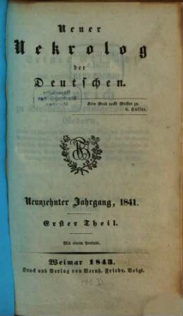 Neuer Nekrolog der Deutschen. 19,1. 1841 (1843)