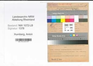Entnazifizierung Anton Humberg , geb. 14.07.1897 (Angestellter)