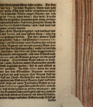 Diarium auf die Neu-angehende Campagne in Italien, vom 20. May, biß auf den 3. Junij, Anno 1701., [2]. Fortsetzung deß Diarii, Auß dem Käyserlichen Feld-Lager in Italien, vom 3. biß auf den 13. Junij, 1701.