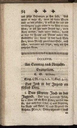 DCCLXVIII. Am Sonntag nach Neujahr. Evangelium.