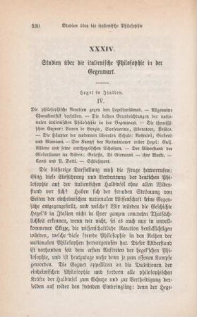 530-562 Studien über die italienische Philosophie in der Gegenwart : Hegel in Italien IV.