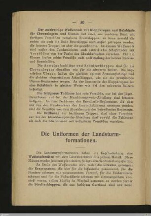 Die Uniformen der Landsturmformationen