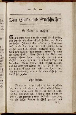 Von Eyer- und Milchspeisen