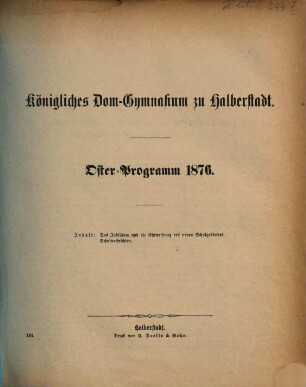 Oster-Programm. 1875/76