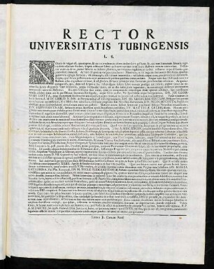 Rector Universitatis Tubingensis L. S.