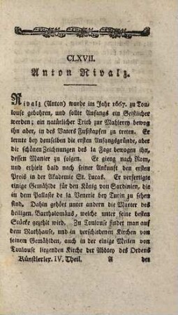 Allgemeines Künstlerlexikon oder Lebensbeschreibungen 223 berühmter Künstlern, Mahlern, und Kupferstechern etc. etc. und Anzeige ihrer Werke etc. etc., Vierter Band. Rivalz - Zucchero