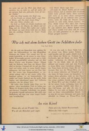 Wie ich mit dem lieben Gott im Schlitten fuhr.