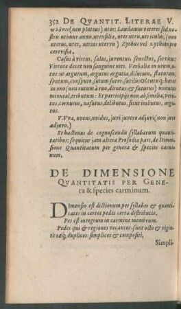 De Dimensione Quantitatis Per Genera & species carminum.