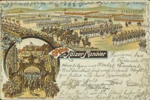 Gruss vom Kaiser-Manöver - Rückkehr des Kaiser's vom Paradefeld.