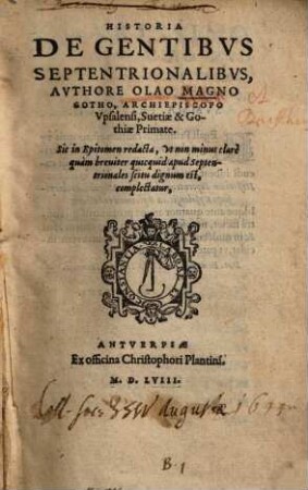 Historia De Gentibvs Septentionalibvs