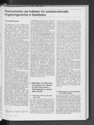 Wahlverhalten als Indikator für sozialstrukturelle Ungleichgewichte in Stadtteilen