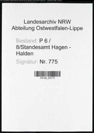 Sterberegister Standesamt Hagen-Halden