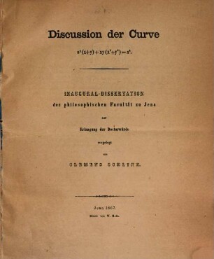 Discussion der Curve a3(x + y) + xy(x2 + y2) - a4 : Inaug. Diss.
