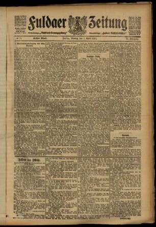 Erste Ausgabe vom Montag, den 01. April 1912.