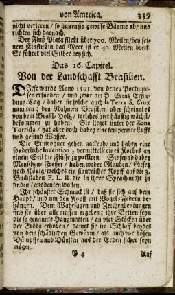 Das 16. Capitel. Von der Landschafft Brasilien.