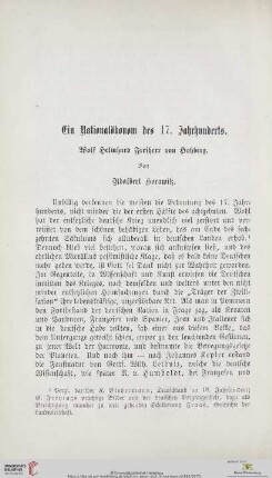 Ein Nationalökonom des 17. Jahrhunderts : Wolf Helmhard Freiherr von Hohberg