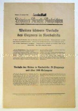 Sonderblatt der "Leipziger Neuesten Nachrichten" zum Kriegsverlauf in Nordafrika und an der Ostfront