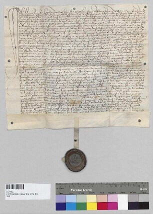 Johann Breu (Prew) zu Ergolding empfängt von Heinrich Päzinger, Rat und Bürger zu Landshut, das Erb- und Baurecht auf dem Gut Gruse zu Ergolding gegen benannte Abgaben. S: Oswald Unterholzer, Unterrichter zu Landshut