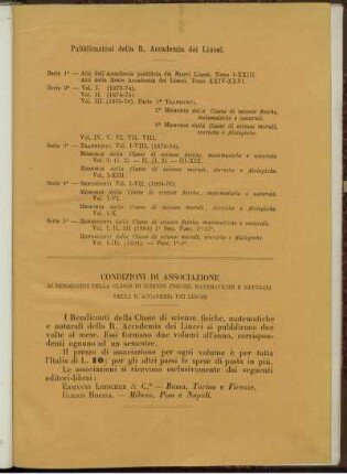 Pubblicazioni della R. Accademia dei Lincei.