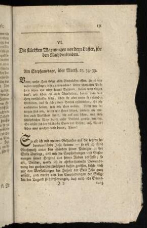 131-158, VI. Die stärksten Warnungen vor dem Laster, für den Nachdenkenden