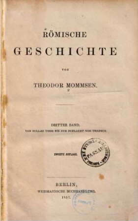 Römische Geschichte, 3. Von Sullas Tode bis zur Schlacht von Thapsus
