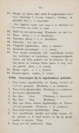 XVIII. Voorwerpen bij de afgodendienst gebruikt