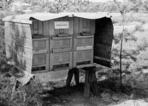 Bienenhaus in Sonnewalde : Handwerkstechniken - Bienenzucht und Wachszieherei. Ort: Ausstellung in Sonnewalde (Kreis Finsterwalde). Bienenhaus