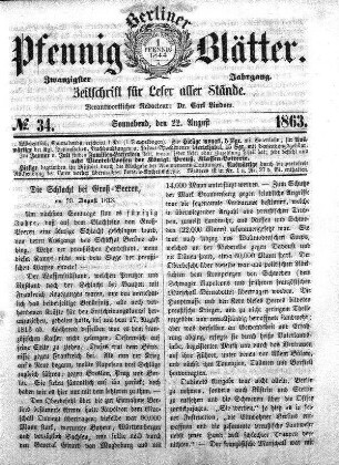 No. 34, Sonnabend, den 22. August 1863
