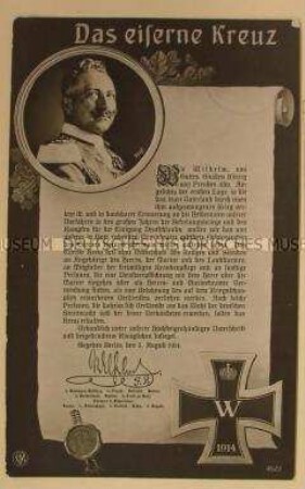 Postkarte "Das Eiserne Kreuz", geschrieben von Max Schulze an Ida Thiele; Berlin, 12. Sept. 1910