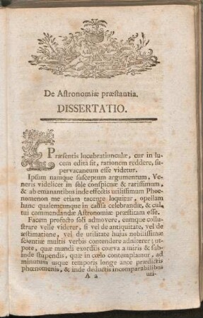 De Astronomiae praestantia. Dissertatio