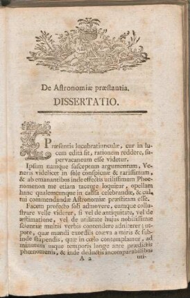 De Astronomiae praestantia. Dissertatio