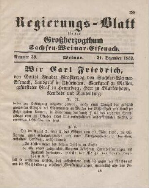 Nr. 39 : 31. Dezember 1852