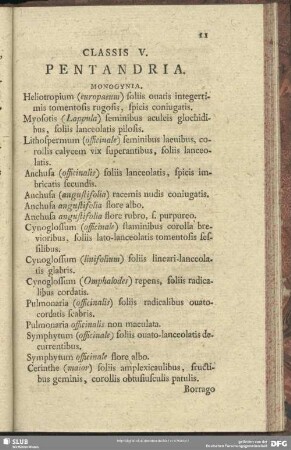 Classis V. Pentandria