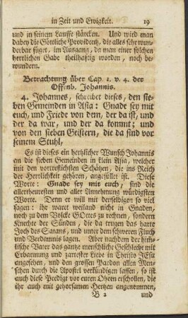 Betrachtung über Cap. 1. v. 4. der Offenb. Johannis.