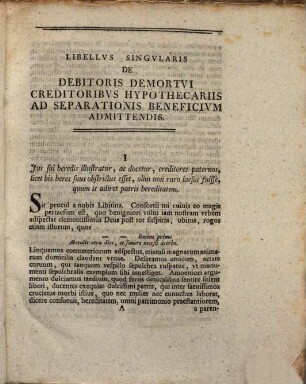 Alberti Philippi Frickii ... libellus singularis de debitoris demortui creditoribus hypothecariis ad separationis beneficium admittendis