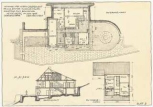 Haus Schlemmer, Heidelberg-Ziegelhausen: EG, OG 2, Grundrisse, Querschnitt 1:100