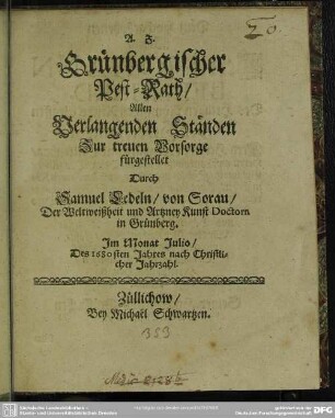 Grünberg'scher Pest-Rath