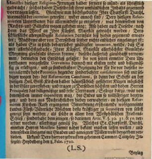 Chur-Pfältzische Resolution vom 8. Febr. 1720.