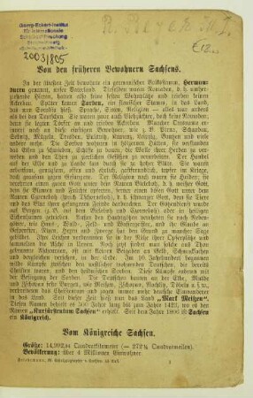 Vom Königreiche Sachsen