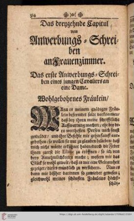 Das dreyzehnde Capitul: Von Anwerbungs-Schreiben an Frauenzimmer